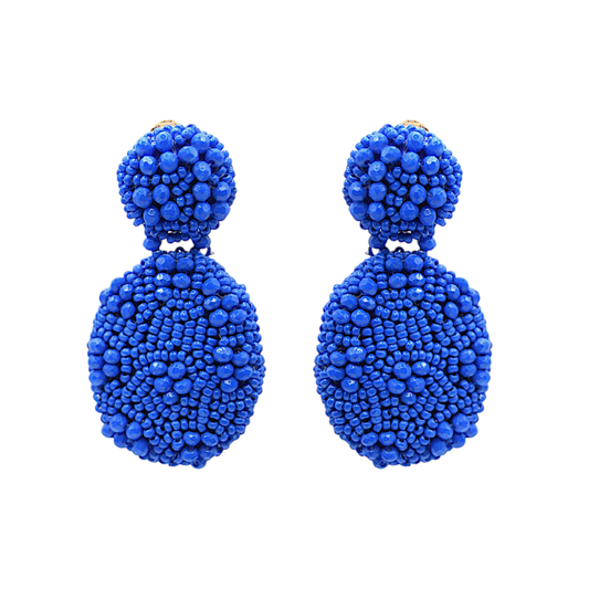 Royal Blue Beaded Earrings