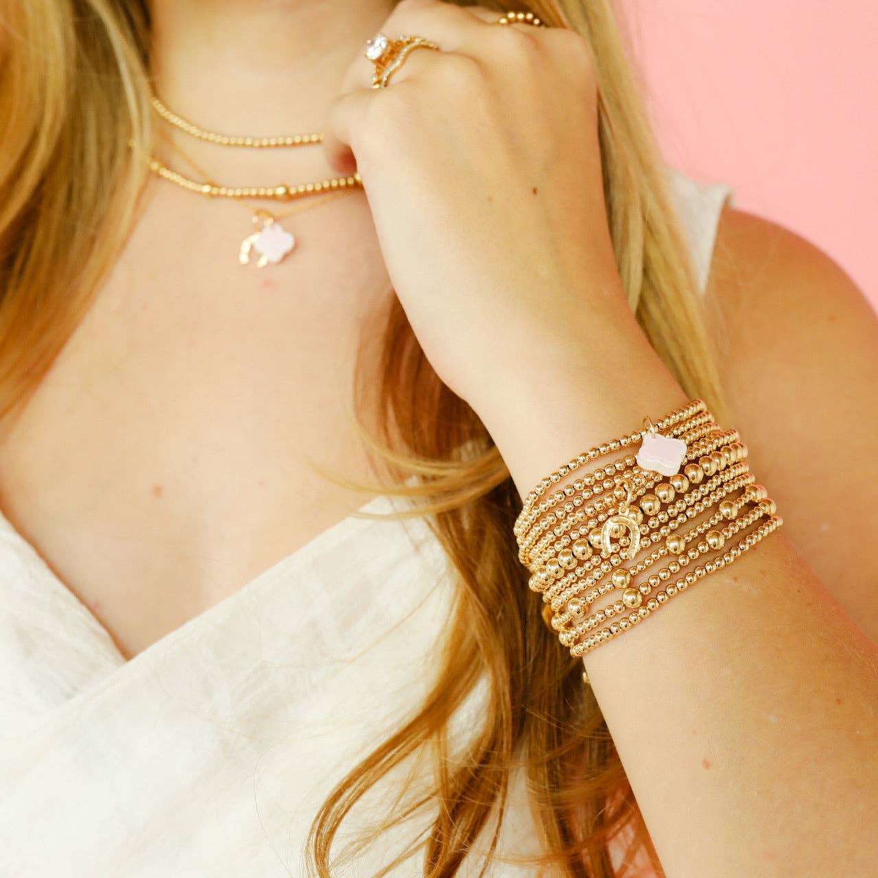 Horseshoe Gold Charm Bracelet: Petite