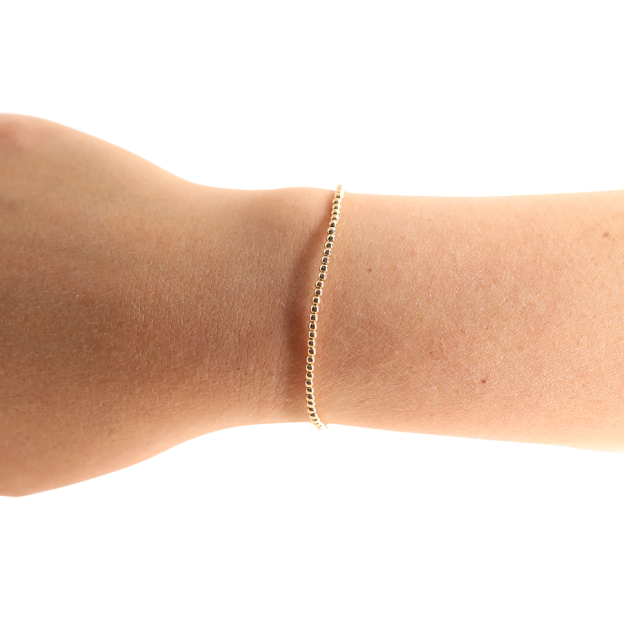2MM Gold Beaded Bracelet: Petite