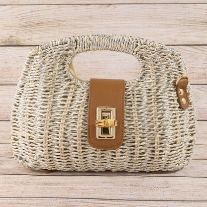 Gold Straw Woven Handbag