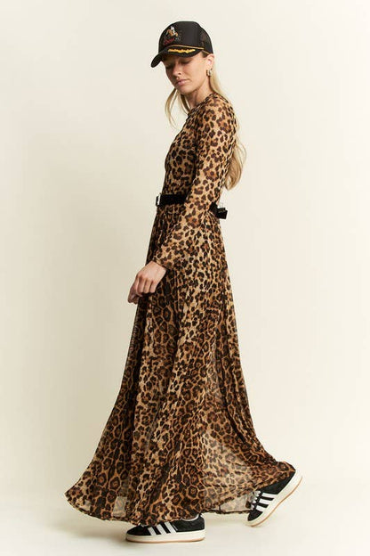 Leopard Mesh Maxi Dress