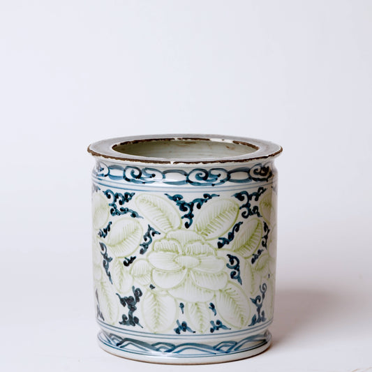 Blue & Green Floral Cachepot