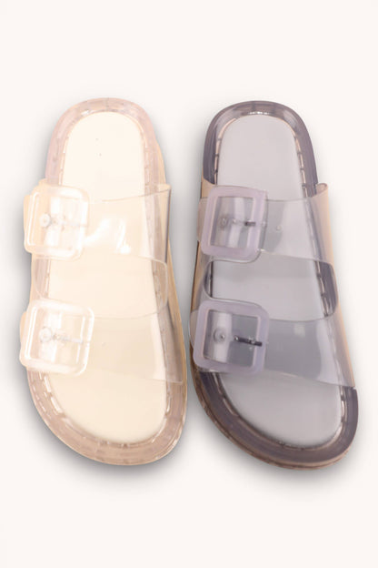 JELLYBEE-21 FLEXIBLE WATERPROOF PVC DOUBLE STRAP CHUNKY BUCK: LEOPARD / B18