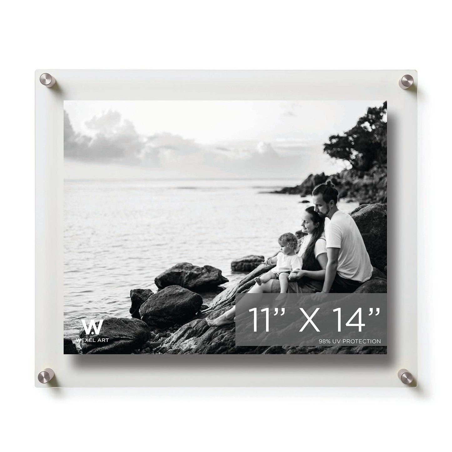 11x14" Modern UV-Grade Acrylic Floating Wall Frame: Gold