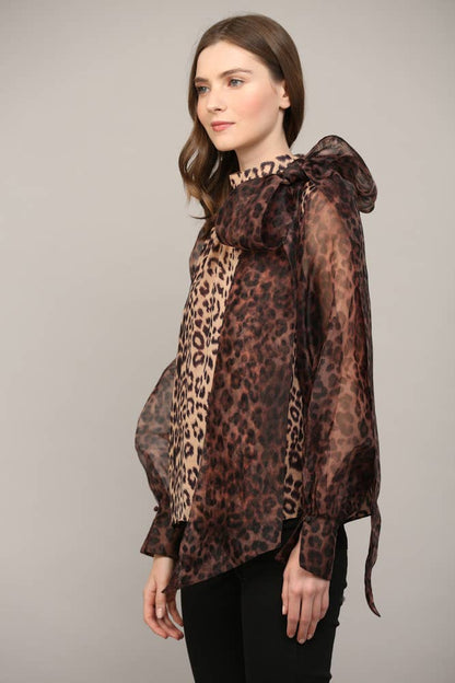 LEOPARD BOW BLOUSE