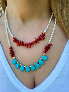 Red Coral & Pearl Necklace