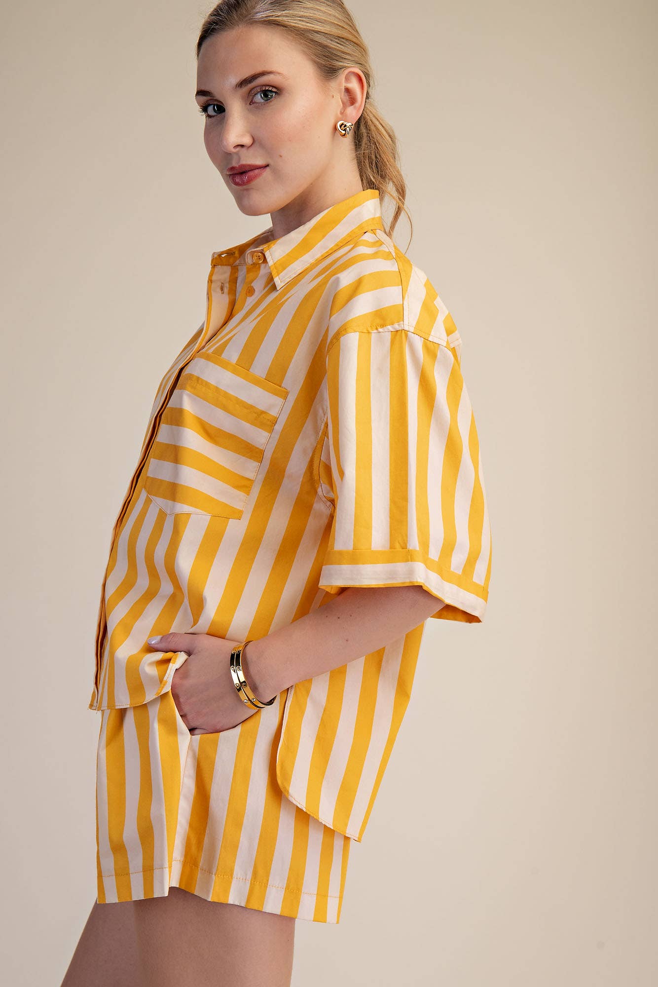 Black & White Striped Short Set
