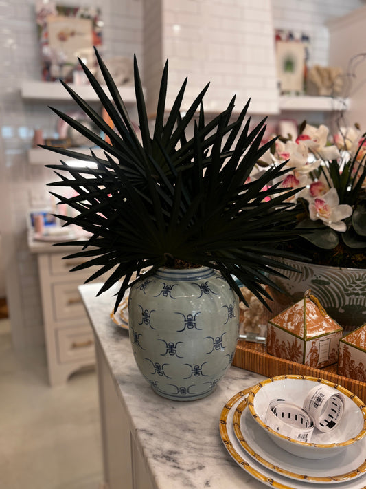 Fan Palms in Blue & White Vase