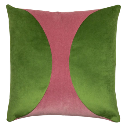 Green & Dusty Rose Velvet Pillow - 22x22"