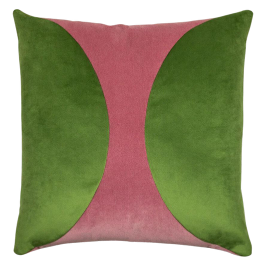 Green & Dusty Rose Velvet Pillow - 22x22"
