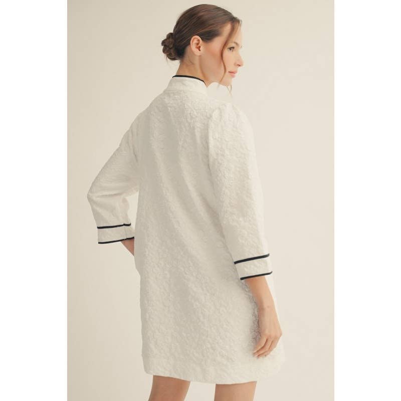 White Floral Jacquard Dress