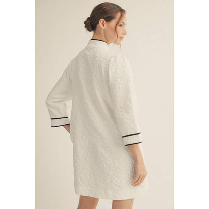 White Floral Jacquard Dress