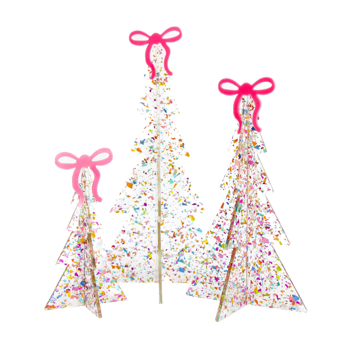 Confetti acrylic Christmas trees: Without bows