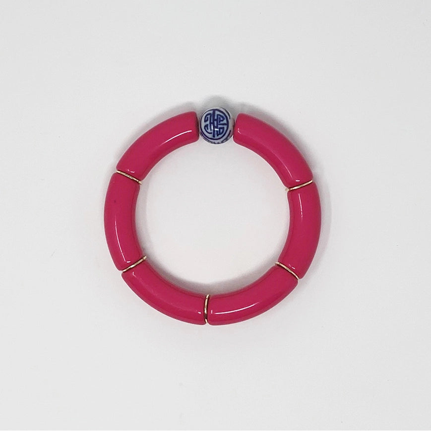 Pink Acrylic Bamboo Tube Bracelet