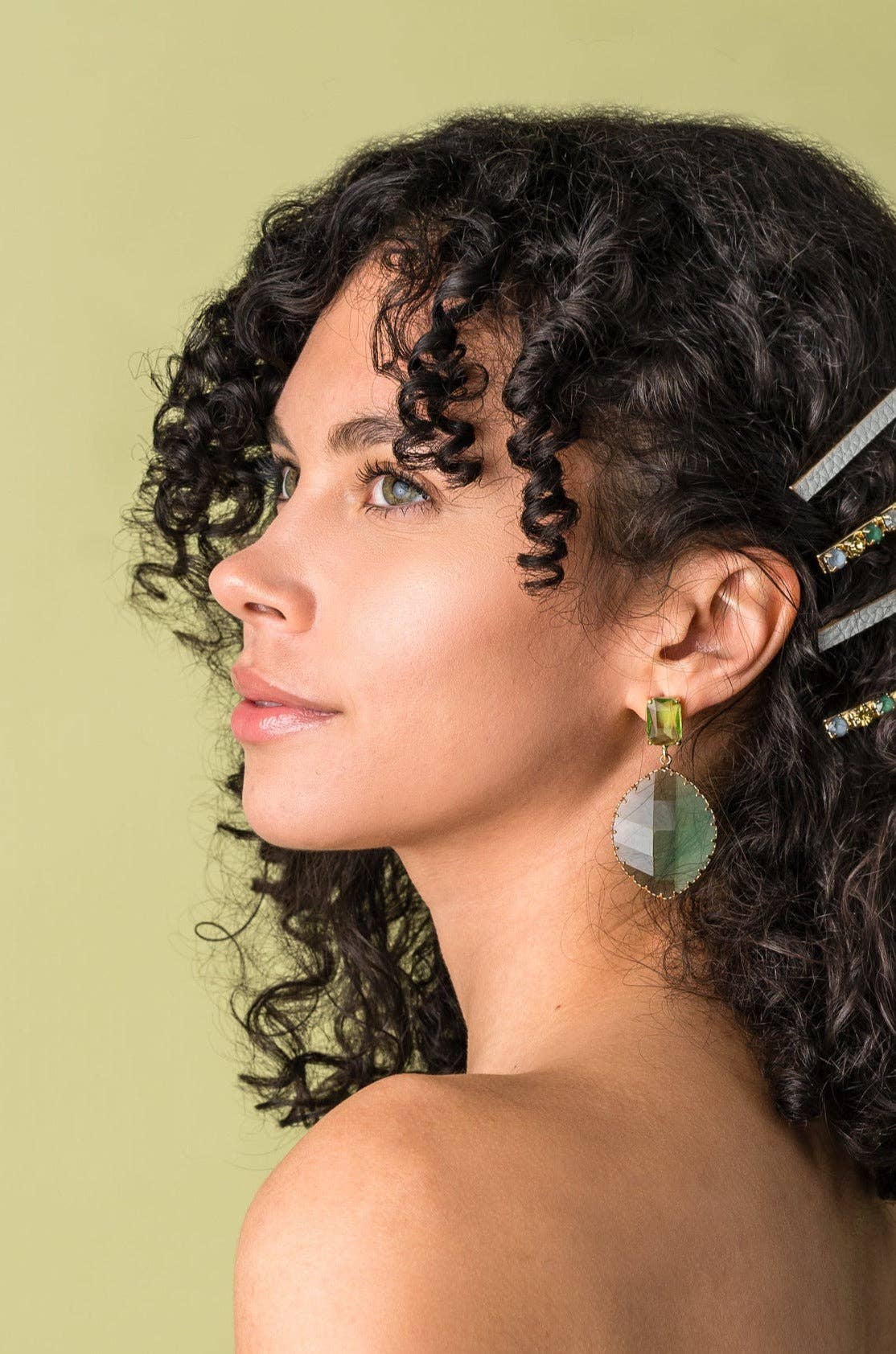 Sara Crystal Statement Earrings: Green