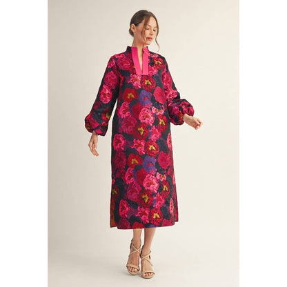 Hot Pink Floral Caftan