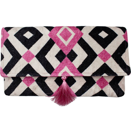 PINK & BLACK VELVET CLUTCH