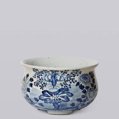 Blue and White Porcelain Four Seasons Footed Compote