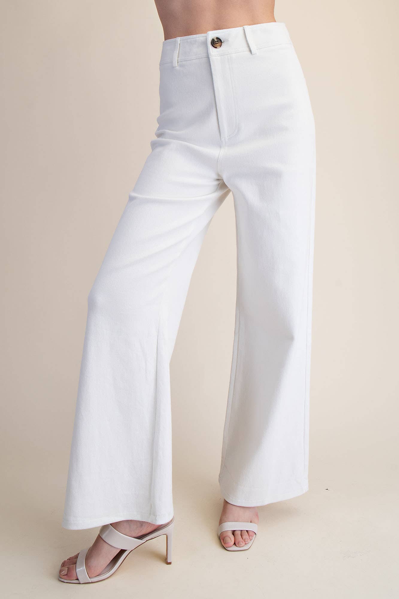 White High-Waist Straight Pants
