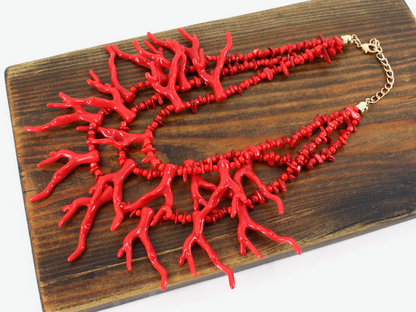 Red Coral Branch Necklace