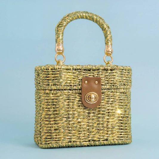 Metallic Straw Box Bag