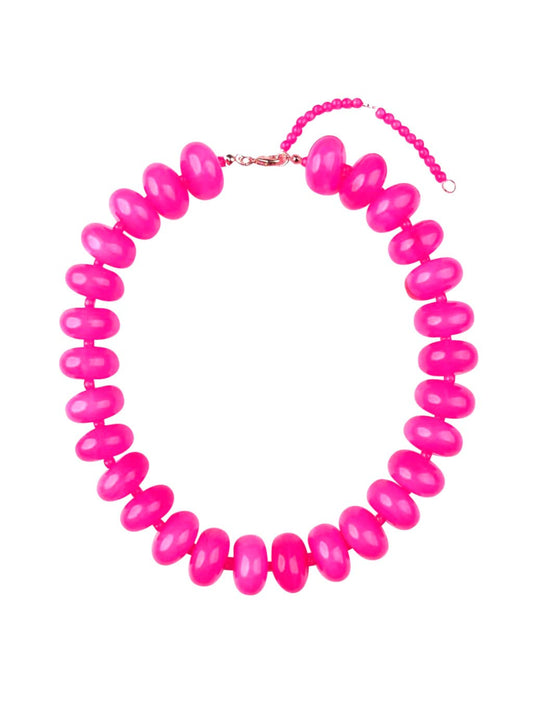 Hot Pink Chunky Beaded Necklace