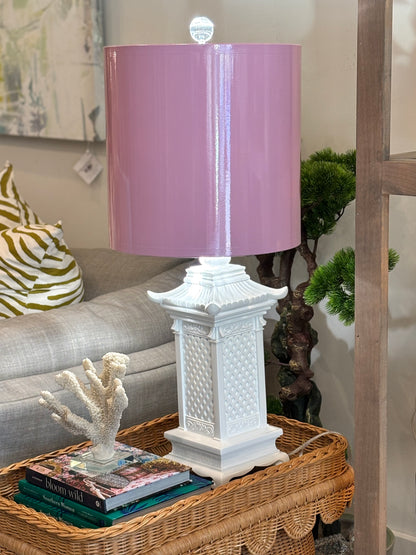 White Chinoiserie Pagoda Lamp