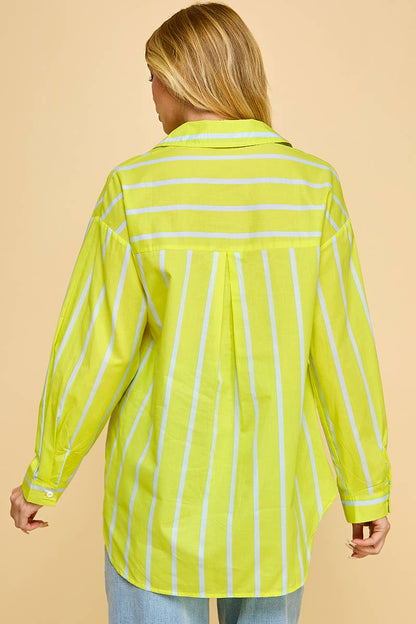 Chartreuse Striped Oxford