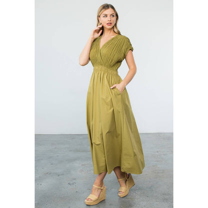 Olive Smocked Maxi Dress