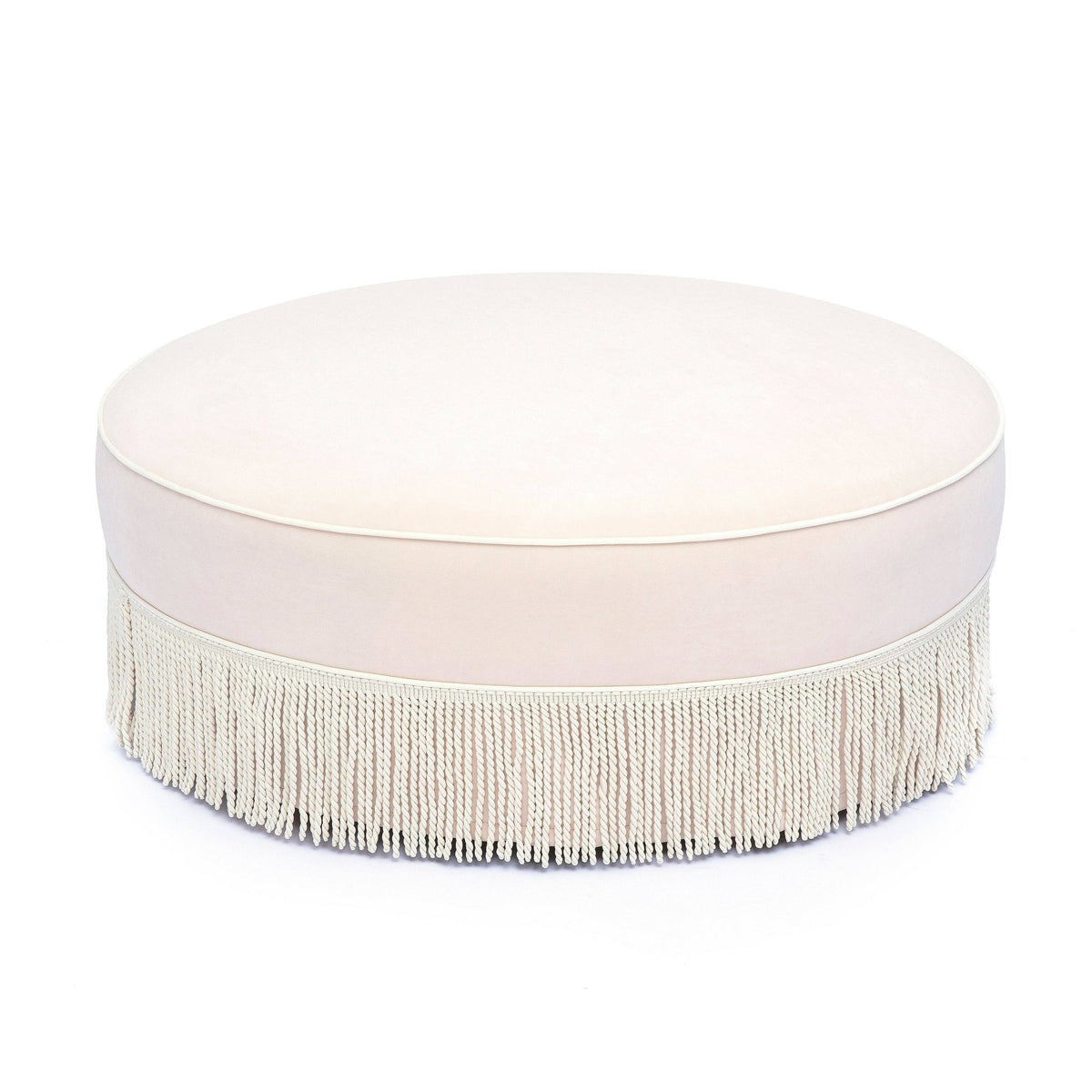 Pink Tasseled Round Ottoman