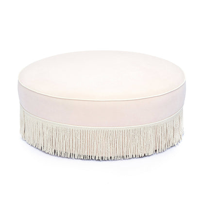 Pink Tasseled Round Ottoman