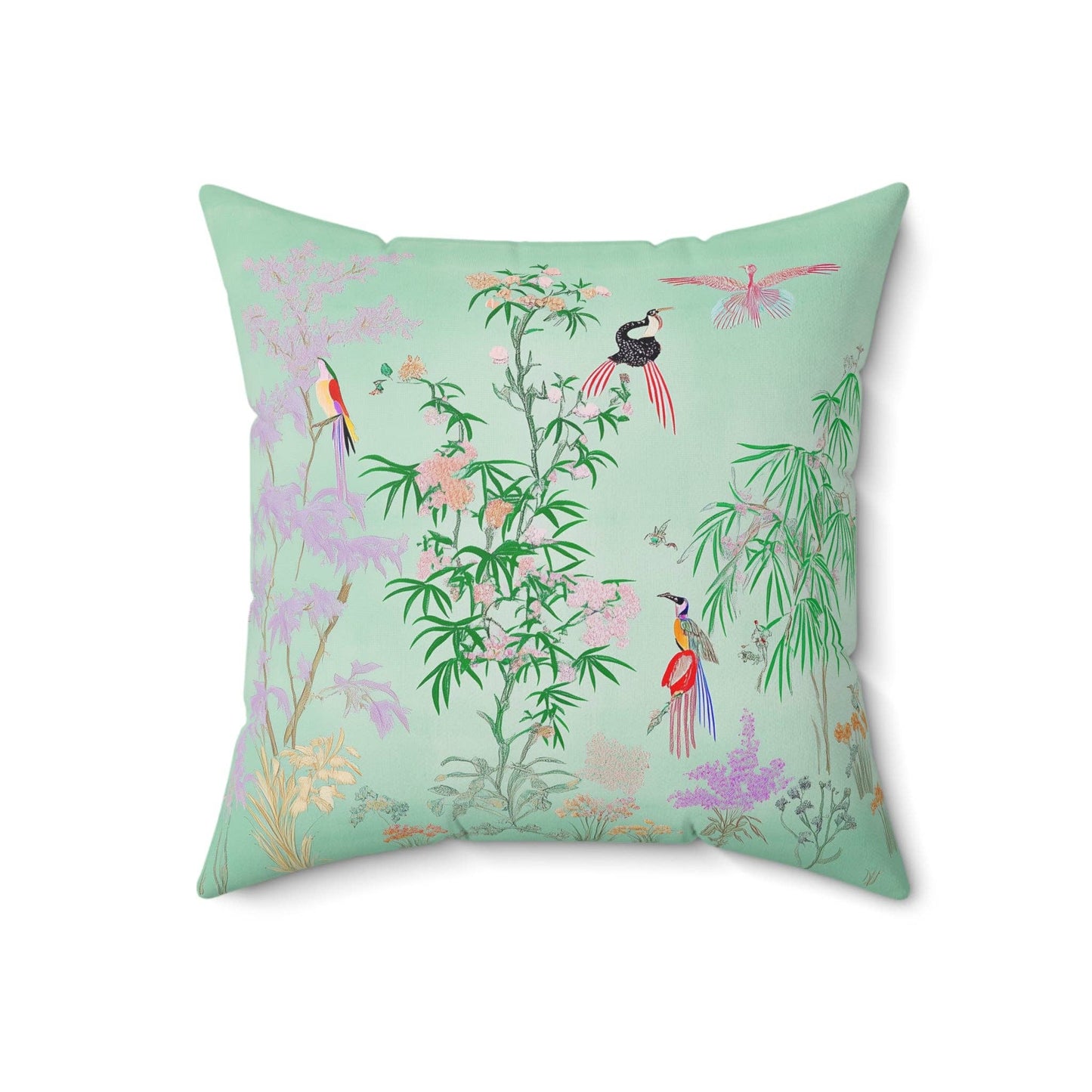 Birds in Paradise Throw Pillow: 20 × 20"