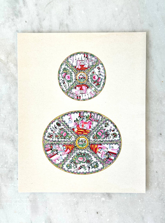 Family Rose Plate Watercolor Print: 8x10"