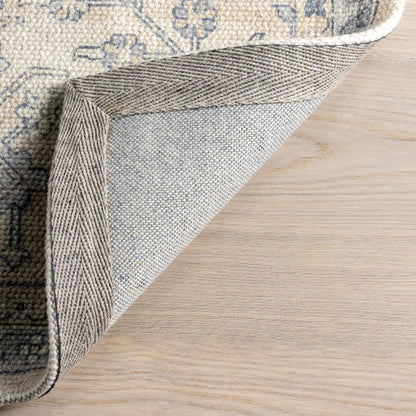Flora Wool and Cotton Area Rug: Slate Blue / 8' x 10'