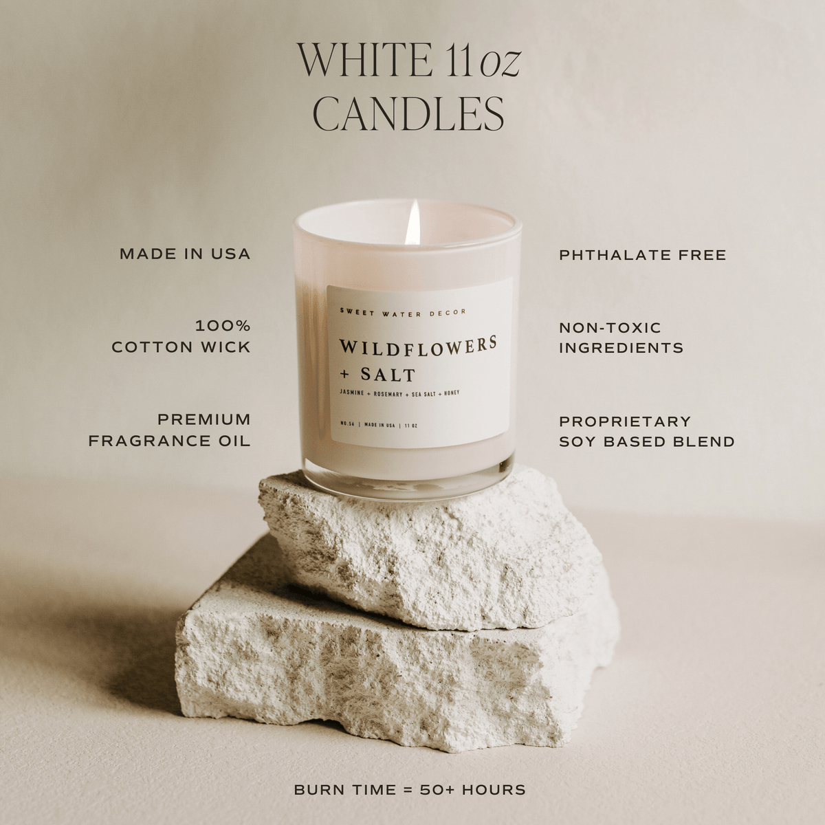 White Tea and Jasmine 11 oz Soy Candle - Home Decor