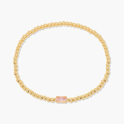 Luxury Square Rhinestone Gold Plated Beaded Bracelet 6W6JBR529: White / F