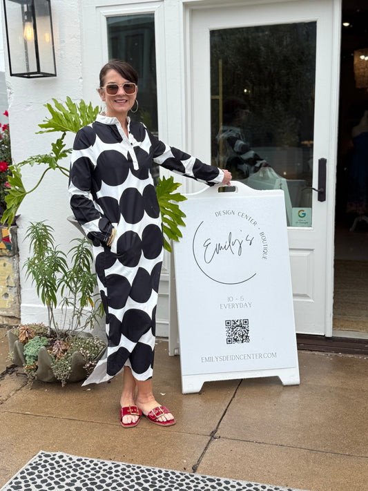 Black & White Polka Dot Midi Dress