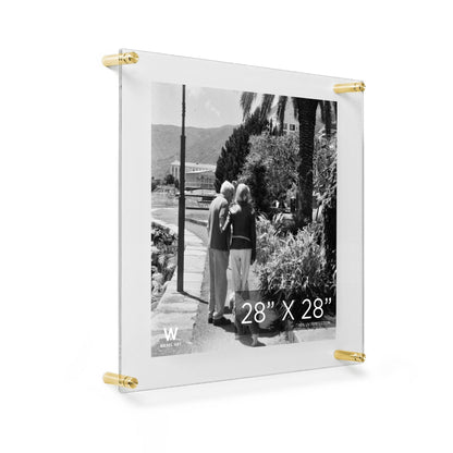 28x28" Modern UV-Grade Acrylic Floating Wall Frame: Gold