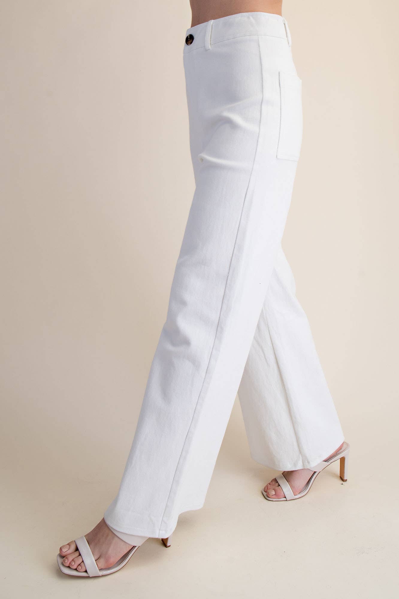 White High-Waist Straight Pants