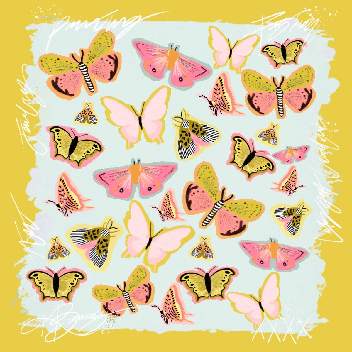 Butterfly Muse Silk Scarf: 26x26