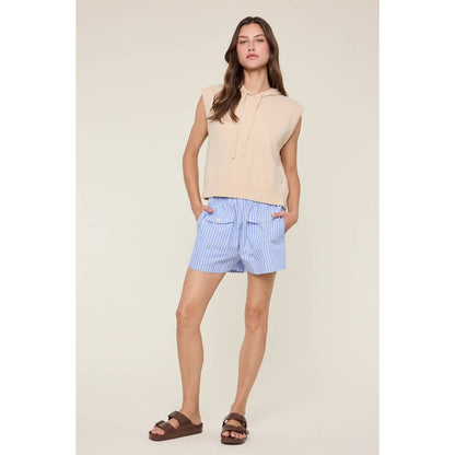 BLUE & WHITE STRIPED SHORTS