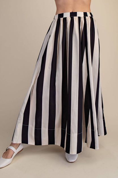 Black & White Striped Maxi Skirt