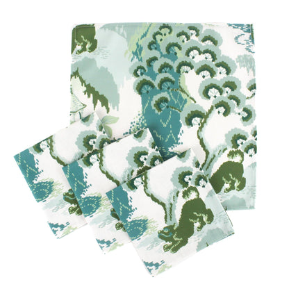 Green Blue Chinoiserie Cloth Dinner Napkins | Summer Dining