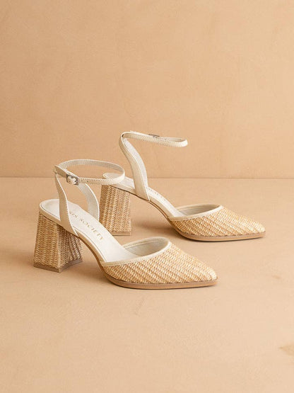 Natural Pointed Toe Heel with Ankle Strap