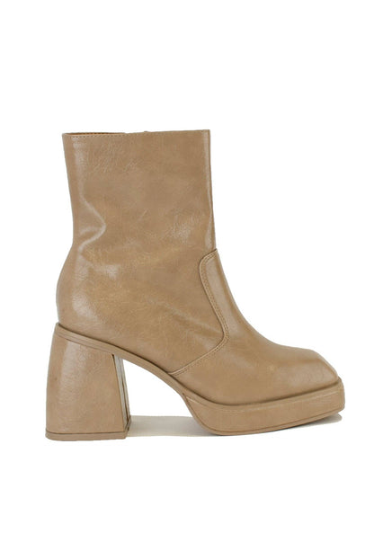 Taupe Platform Ankle Boots