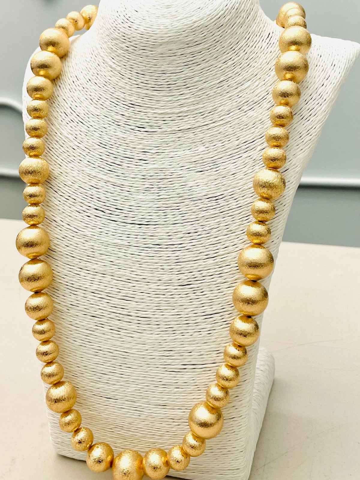 Long Mixed Gold Ball Necklace
