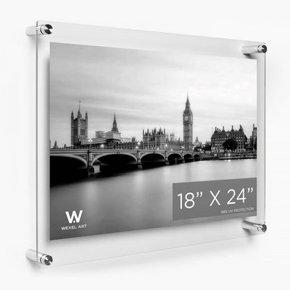 18x24" Modern UV-Grade Acrylic Floating Wall Frame: Gold