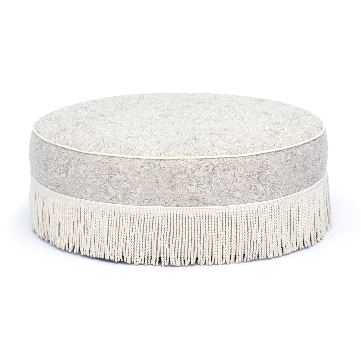 Pink Tasseled Round Ottoman