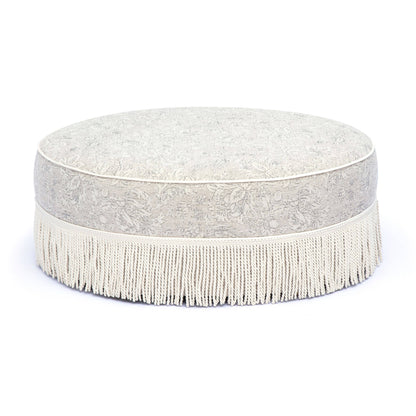 Pink Tasseled Round Ottoman