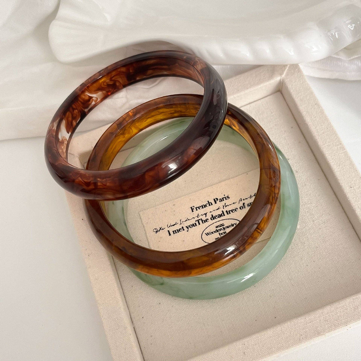 Minimalist Marbled Round Resin Bangle Bracelet MK2PPPO6W6JBR265: Red Coffee